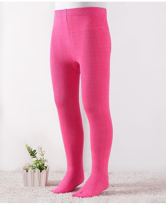 Cute Walk By Babyhug Knit Antibacterial Solid Footed Tights - Pink