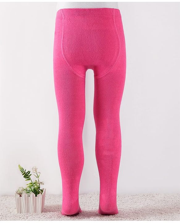 Cute Walk By Babyhug Knit Antibacterial Solid Footed Tights - Pink