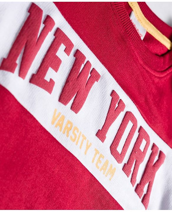 Babyhug Knit Premium Light Gauge Terry Full Sleeves  T-Shirt and Jogger Set With New York Text Print - Red