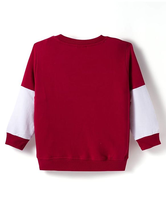 Babyhug Knit Premium Light Gauge Terry Full Sleeves  T-Shirt and Jogger Set With New York Text Print - Red