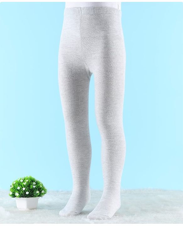 Cute Walk By Babyhug Knit Antibacterial Solid Footed Tights - Grey