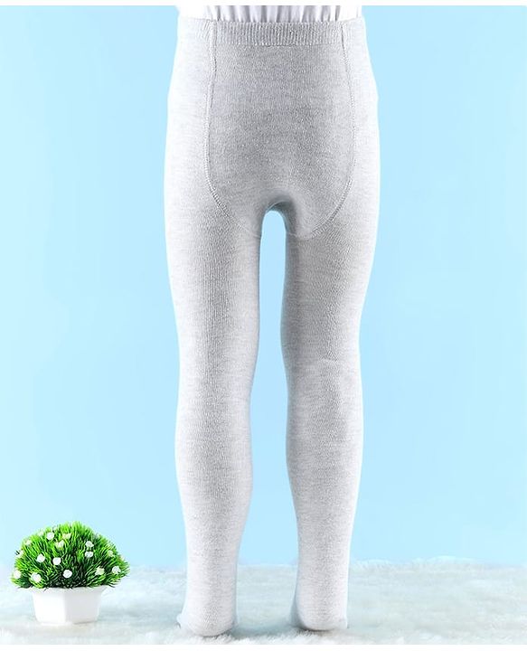 Cute Walk By Babyhug Knit Antibacterial Solid Footed Tights - Grey