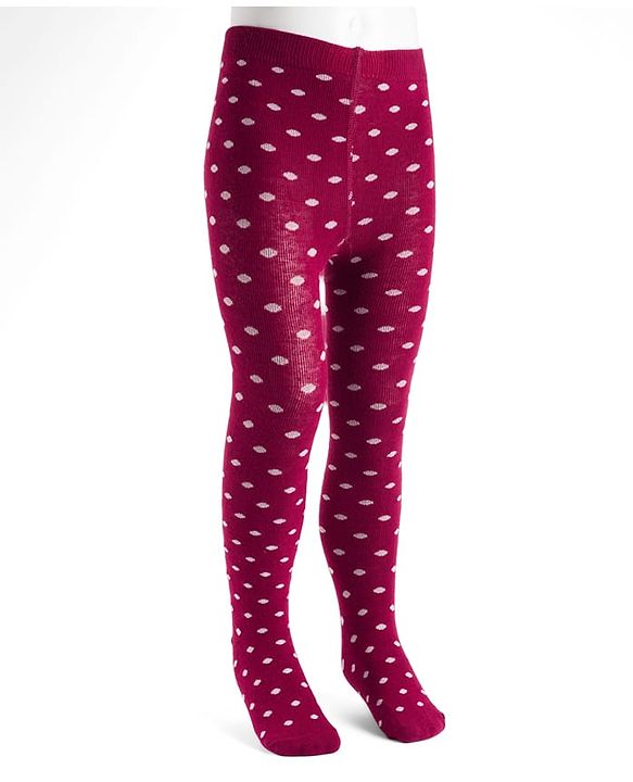 Cute Walk by Babyhug Knit Antibacterial Footed Tights with Polka Dot Design - Maroon