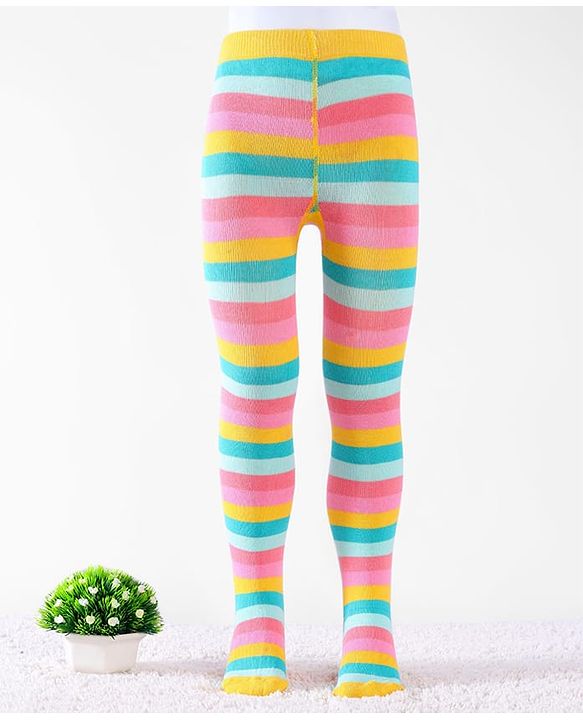 Cute Walk By Babyhug Knit Antibacterial Stripes Footed Tights - Multicolor