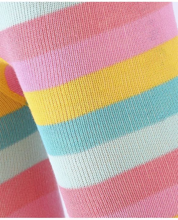 Cute Walk By Babyhug Knit Antibacterial Stripes Footed Tights - Multicolor
