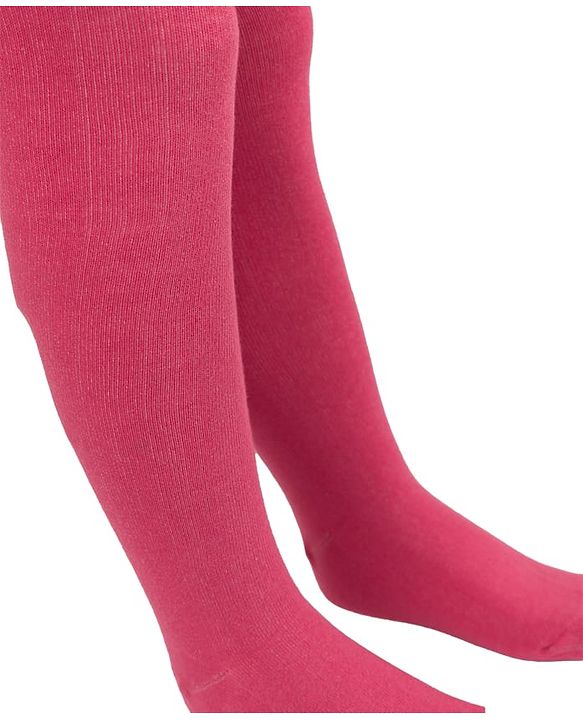 Cute Walk By Babyhug Antibacterial Footed Solid Color Tights - Pink