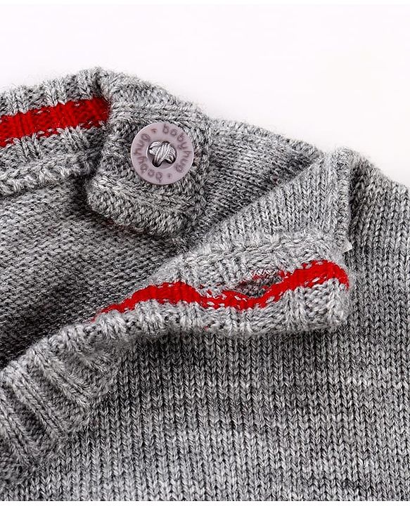 Babyhug Knit Full Sleeves Pullover Sweater with Aztec Design - Grey