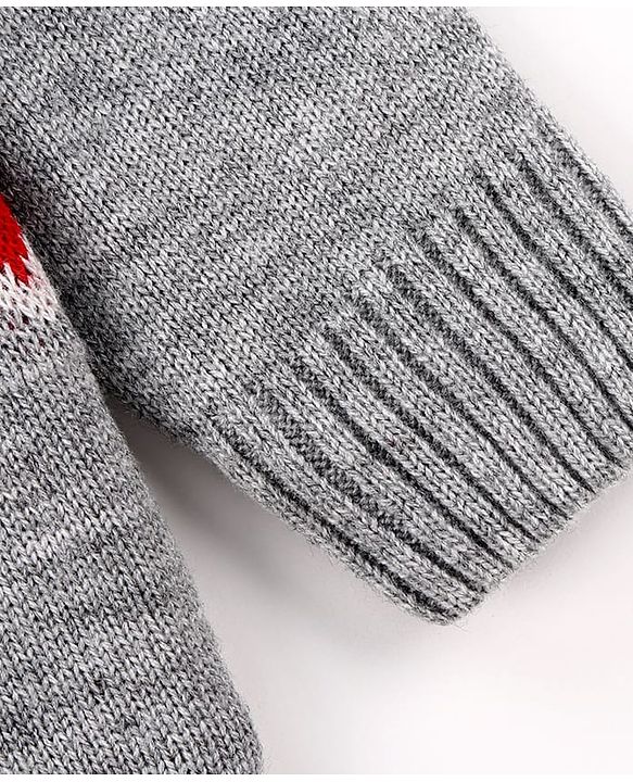 Babyhug Knit Full Sleeves Pullover Sweater with Aztec Design - Grey
