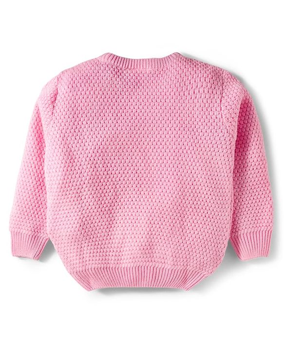 Babyhug Full Sleeves Pullover Sweater with Sequin Heart Design - Pink