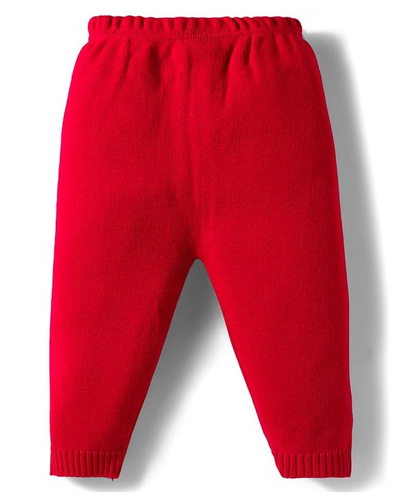 Babyhug Knit Full Sleeves Sweater Set With Deer Design - Red