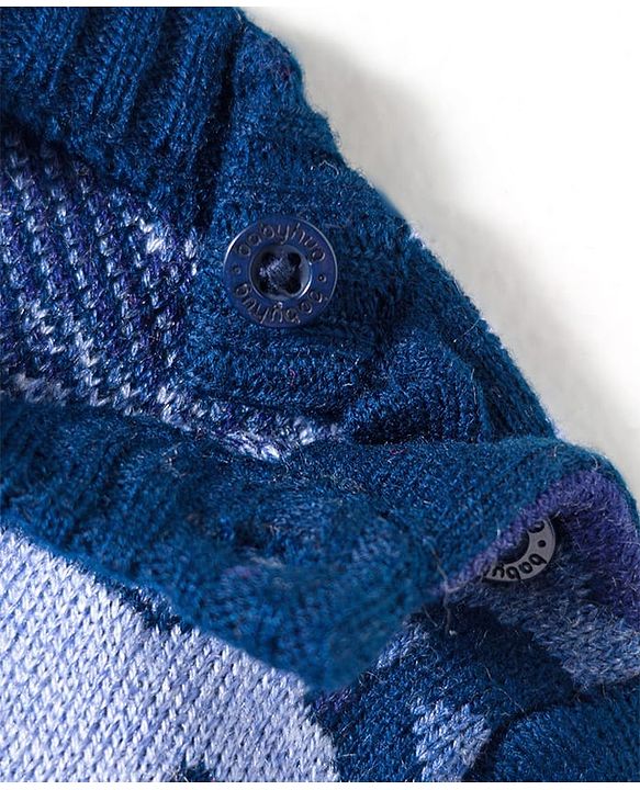 Babyhug Knit Full Sleeves Pullover Sweater Set with Camouflage Design - Navy Blue