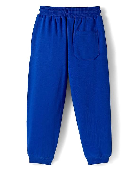 Pine Kids Knit Full Length Text Printed Lounge Pant With Cut & Sew Design - Navy Blue