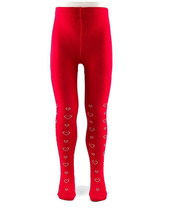 Cute Walk by Babyhug Anti-bacterial Tights with Heart Design - Red
