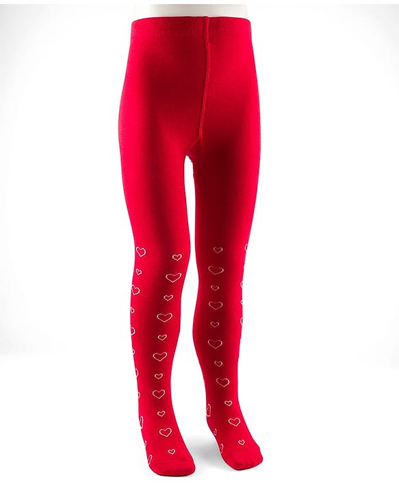 Cute Walk by Babyhug Anti-bacterial Tights with Heart Design - Red
