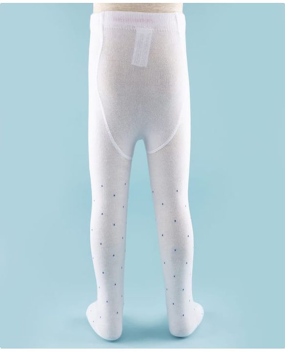 Cute Walk by Babyhug Knit Antibacterial Footed Tights with Cherry Design - White