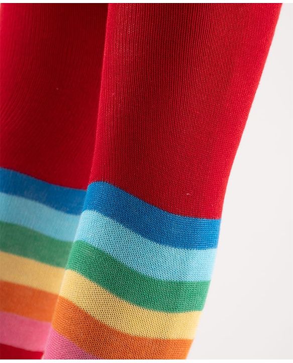 Cute Walk by Babyhug Knit Antibacterial Footed Tights with Color Block - Red