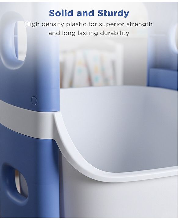 Babyhug 3 Layer Storage Organiser with Rabbit Face - Blue| Detachable Baskets| Wheels with Lock| Plug N Play Assembly| Stationery, Toys &  Clothes Storage| Rounded Edges
