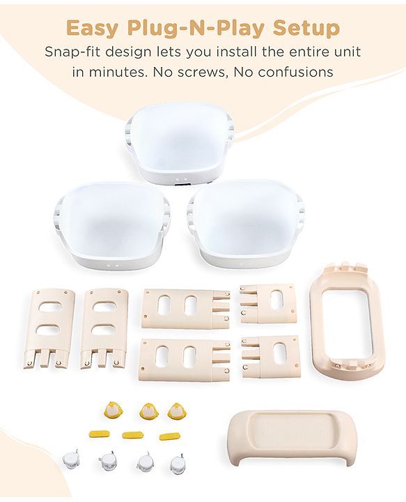 Babyhug 3 Layer Storage Organiser with Rabbit Face - Blue| Detachable Baskets| Wheels with Lock| Plug N Play Assembly| Stationery, Toys &  Clothes Storage| Rounded Edges