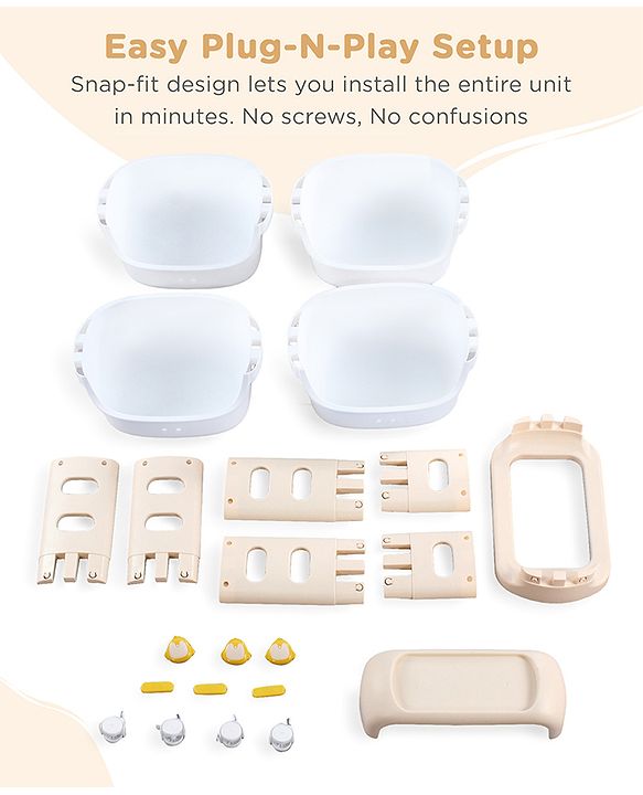 Babyhug 4 Layer Storage Organiser with Penguin Face - Yellow| Detachable Baskets| Wheels with Lock| Plug N Play Assembly| Stationery, Toys &  Clothes Storage| Rounded Edges