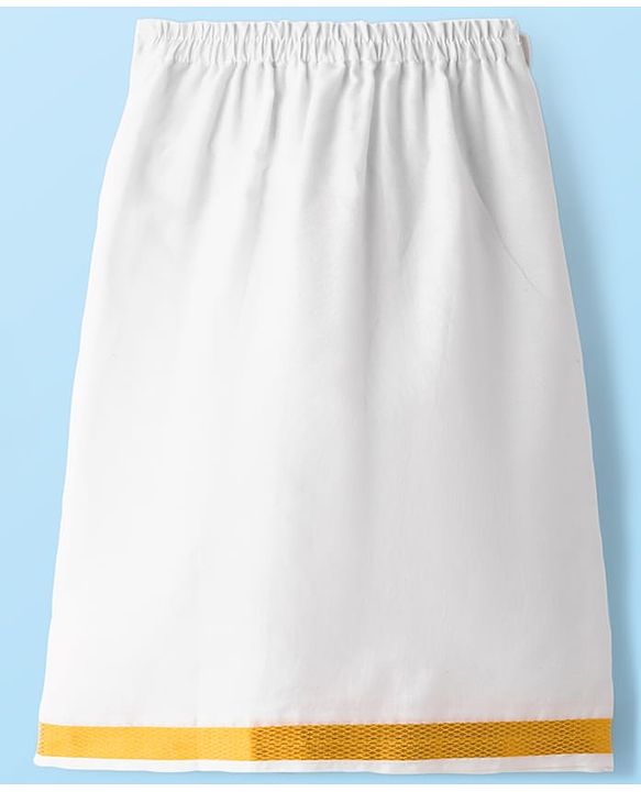 Babyhug South Cotton Solid Color Full Length Mundu - White