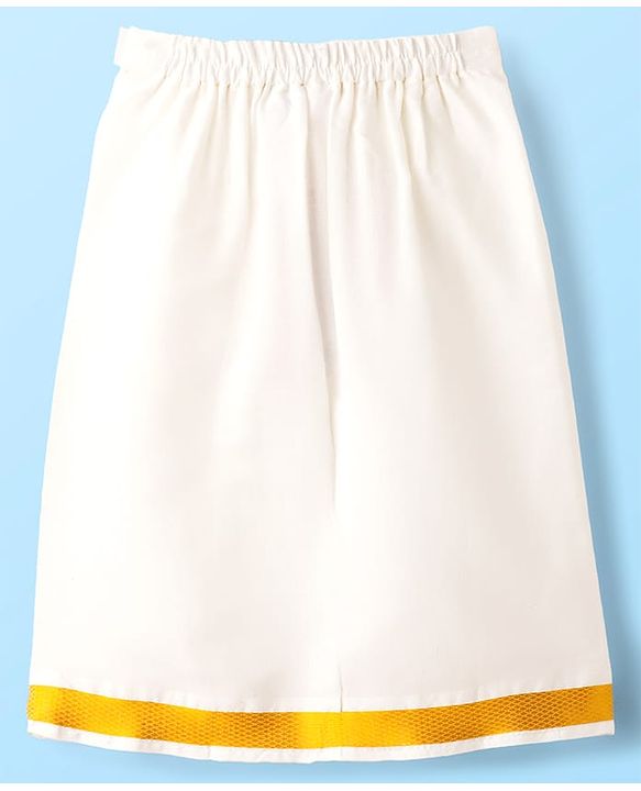 Babyhug Cotton Woven Full Length Solid Color Mundu - White