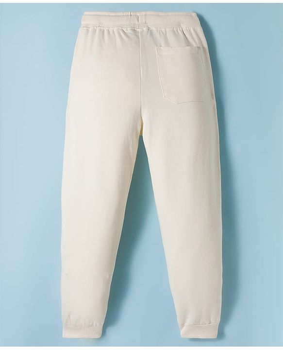 Pine Kids Fleece Knit Full Length Lounge Pant With Text Print - Ivory