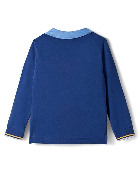 Babyhug Terry Knit Full Sleeves T-Shirt & Denim Jeans Set With Text Embriodery - Blue