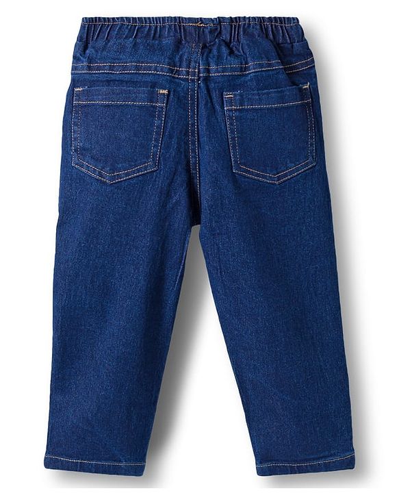 Babyhug Single Jersey Knit Full Sleeves T-Shirt & Denim Jeans Set With Stripes - Blue