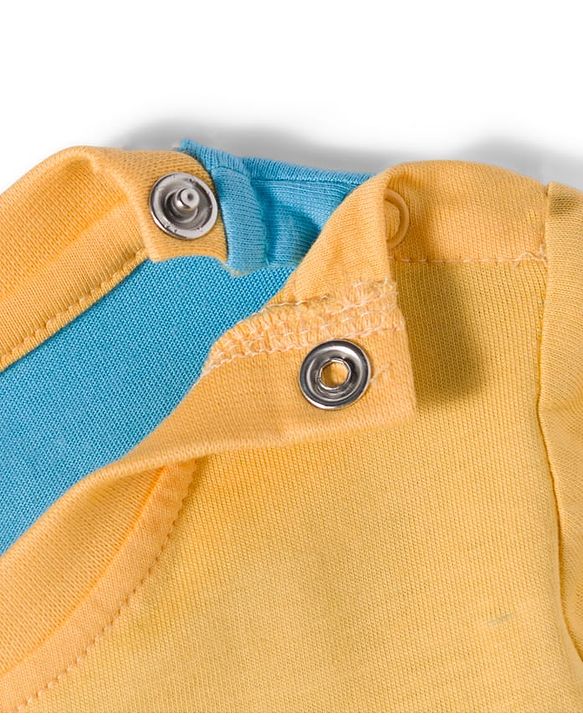 Babyhug Knit Premium Light Gauge Terry Full Sleeves T-Shirt & Denim Jeans Set With Text Print & Cut & Sew Design - Blue
