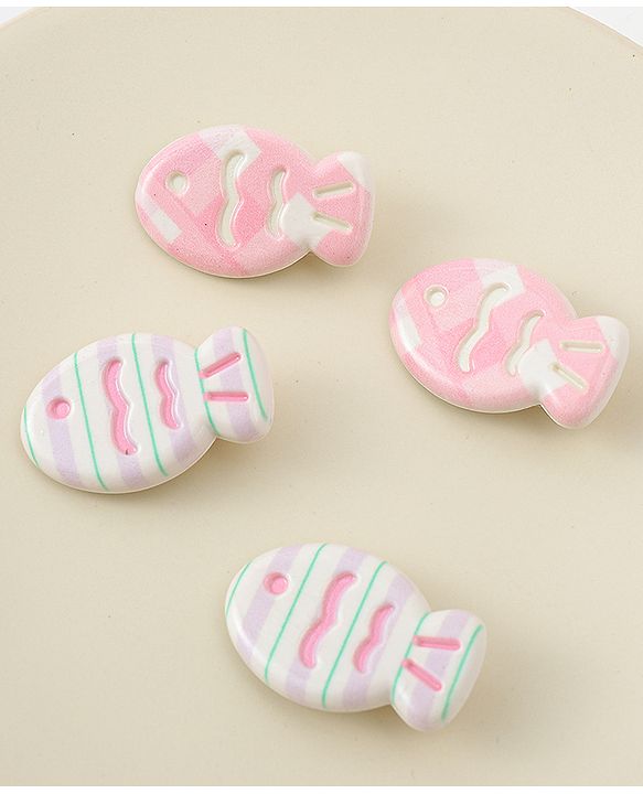 Babyhug Fish Shaped Hair Clips Pack of 4 - White Lilac & Pink