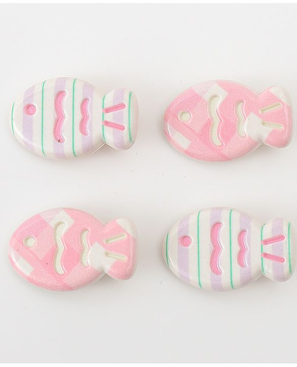 Babyhug Fish Shaped Hair Clips Pack of 4 - White Lilac & Pink