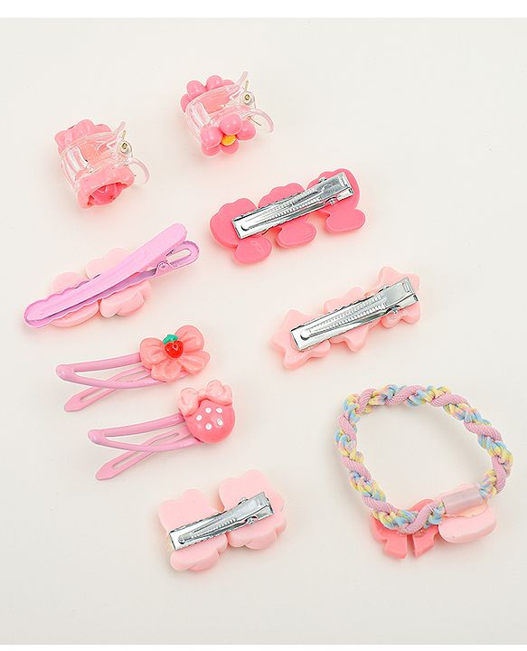 Babyhug Hair Pins And Clips  With Floral Applique Free Size - Pink
