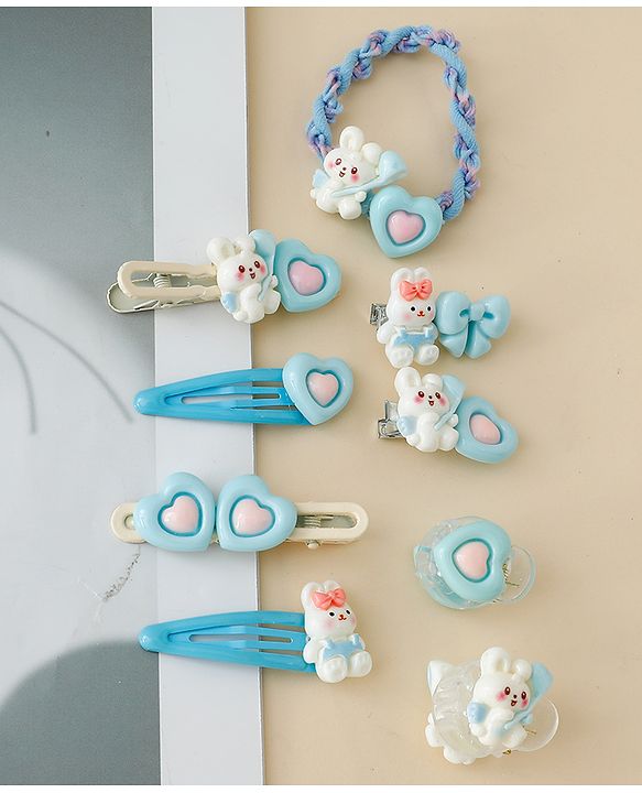 Babyhug Hair Pins And Clips  With Bunny Applique Free Size - Light Blue
