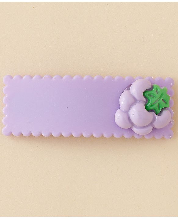 Babyhug Hair Pins And Clips With Floral Applique Free Size - Purple