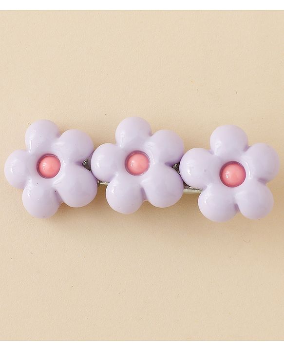 Babyhug Hair Pins And Clips With Floral Applique Free Size - Purple