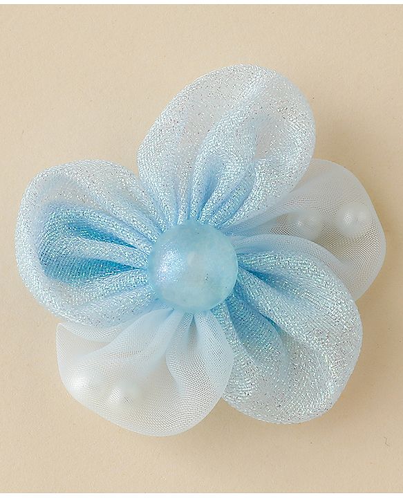 Babyhug Free Size Bow & Butterfly Clips Set of 10 - Light Blue