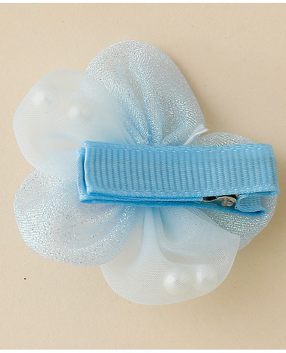 Babyhug Free Size Bow & Butterfly Clips Set of 10 - Light Blue