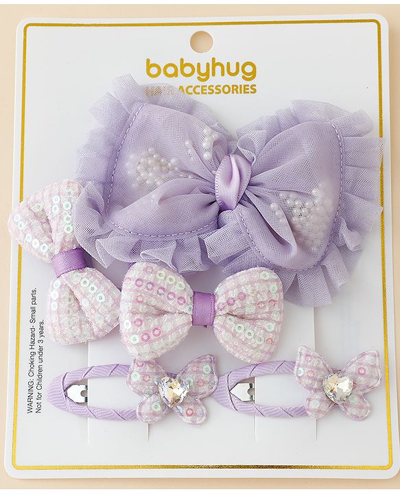 Babyhug Free Size Floral & Bow Applique Hair Accessories Combo Sets - Pink