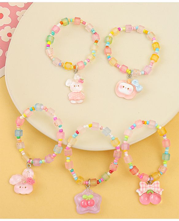 Babyhug Free Size Bracelets & Bangles With Fruit & Animal Applique Pack of 5 - Multicolor