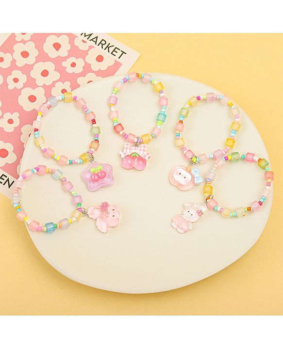 Babyhug Free Size Bracelets & Bangles With Fruit & Animal Applique Pack of 5 - Multicolor