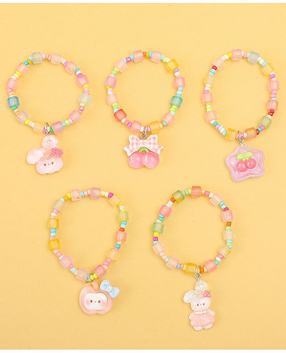 Babyhug Free Size Bracelets & Bangles With Fruit & Animal Applique Pack of 5 - Multicolor