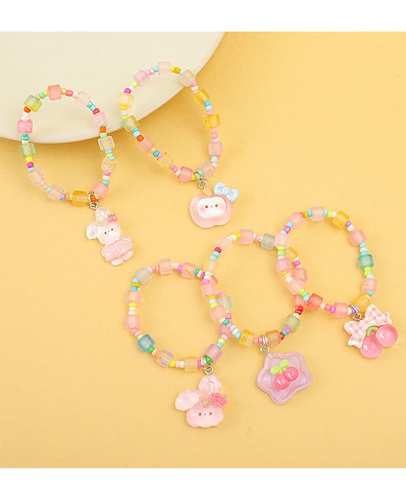 Babyhug Free Size Bracelets & Bangles With Fruit & Animal Applique Pack of 5 - Multicolor