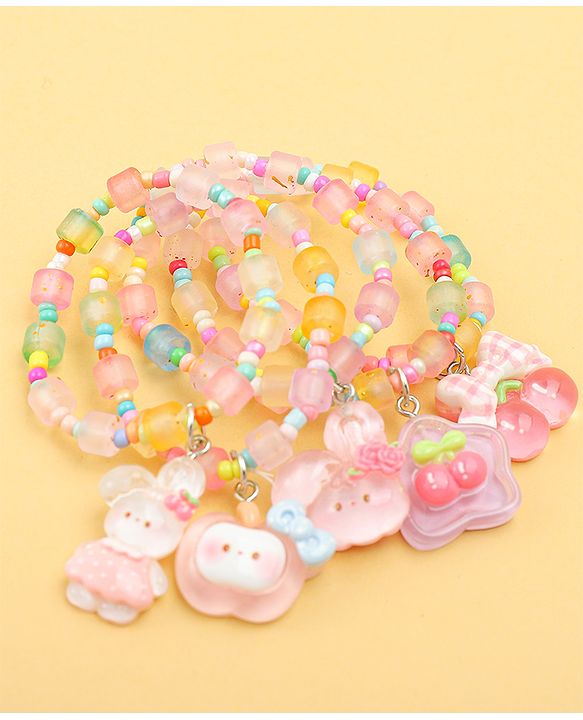 Babyhug Free Size Bracelets & Bangles With Fruit & Animal Applique Pack of 5 - Multicolor