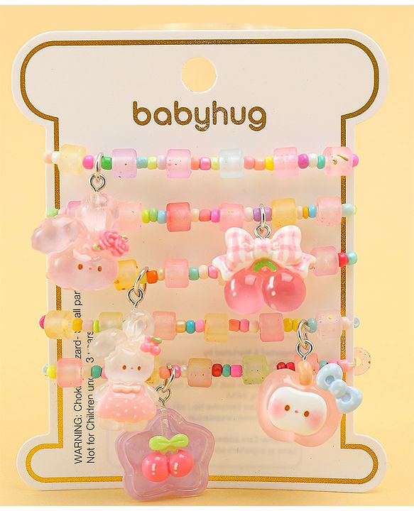 Babyhug Free Size Bracelets & Bangles With Fruit & Animal Applique Pack of 5 - Multicolor