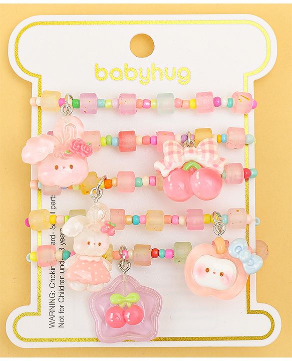 Babyhug Free Size Bracelets & Bangles With Fruit & Animal Applique Pack of 5 - Multicolor