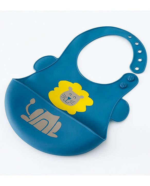 Babyhug Adjustable Silicone Bib for Toddlers - Beige Orange Tiger Print| Soft & BPA-Free| 5-Gear Neck Adjustment| Easy to Clean| Crumb Catcher| Roll-able Travel-Friendly