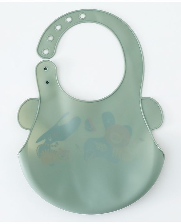 Babyhug Adjustable Silicone Bib for Toddlers - Beige Orange Tiger Print| Soft & BPA-Free| 5-Gear Neck Adjustment| Easy to Clean| Crumb Catcher| Roll-able Travel-Friendly