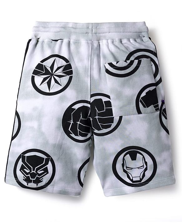 Pine Kids Marvel Single Jersey Knit Half Sleeves T-Shirt & Short Set With Avengers Graphics - Light Grey