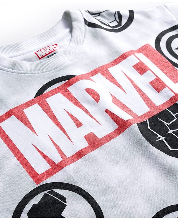 Pine Kids Marvel Single Jersey Knit Half Sleeves T-Shirt & Short Set With Avengers Graphics - Light Grey