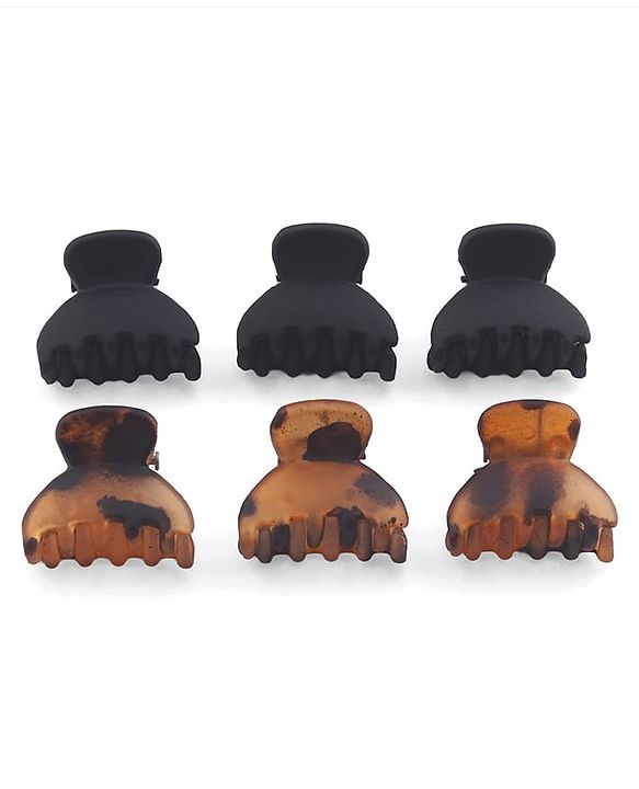Babyhug Solid Hair Claw Clip Free Size Brown & Black - Pack of 6